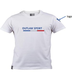 white t-shirt with OUTLAW SPORT
